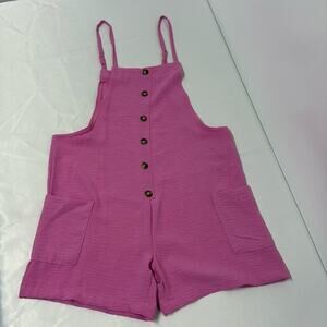 Girls sz 16 (XL) pink jumpsuit rompers with pockets adjustable spaghetti strap